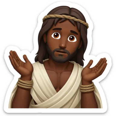 Dark skin christ Jesus injured ropes around wrist sticker