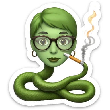 can you create a sneaky bitch SNAKE with big glasses smoking a cigarrette sticker