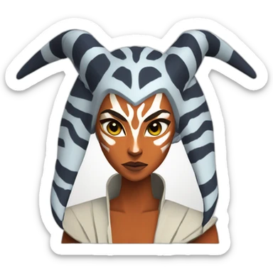 Horned Ahsoka Tano (Portrait, front facing, Apple iOS 17 style) horns, tendrils sticker