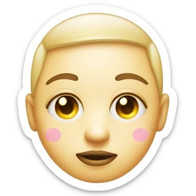 Create a circle regular yellow-faced emoji with large, sparkling eyes and pink blush on the cheeks to convey shyness and affection. The face should have no mouth, symbolizing the hesitation to express feelings no hair , no mouth , no eye brows sticker