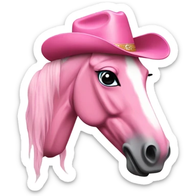 A pink horse wearing a pink cowboy hat  sticker
