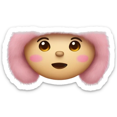 Cute pink fur hat for winter sticker