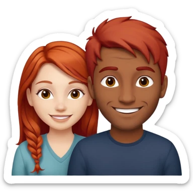 White red hair girl and brown indian guy couples sticker