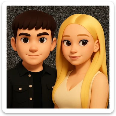 Slightly increase the volume of the upper body of the girl and move her slightly to the right, preserving the original style of the image. sticker