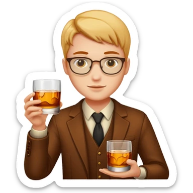 A person with a whiskey glass sticker
