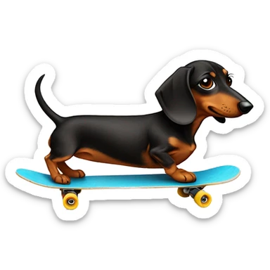 Dachund on a skateboard sticker