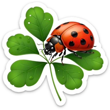 Ladybug on clover sticker