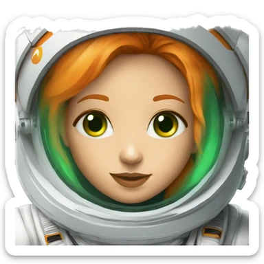 a orange haired green eyed girl in the white extravehicular spacesuit sticker