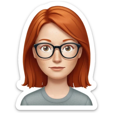 middle age Red head with freckleslong straight hair pale skin wearing glasses sticker