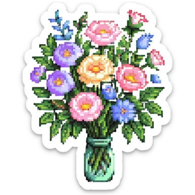 pastel flowers bouquet sticker
