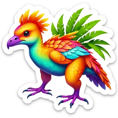 Multi-colored, neon-colored, randomly-colored Toxic Tropical Fionbri-Falvie-Vernid-Fakémon-creature (full body) sticker
