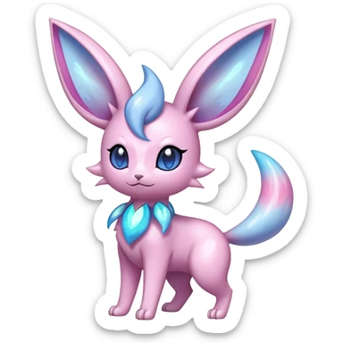 Shiny Cool Sparkly Cute Ethereal Espeon-Sylveon-Nidorino-Fakemon-hybrid-fusion- full body sticker