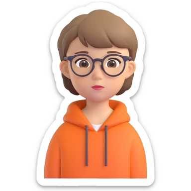 emoji of an 11 year old with glasses, short hair, and a neutral expression sticker