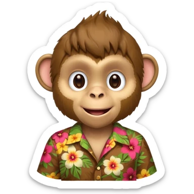 Monkey – cheeky grin, wearing floral aloha shirt. sticker