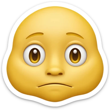 iOS-style 3D classic round yellow emoji face, half-closed droopy eyes, small uneven mouth, and slight head tilt, expressing sleepy and just-woke-up grogginess sticker