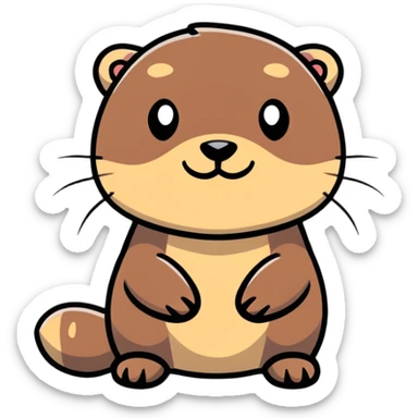 really cute smiling joyful otter face in three-quarter profile view with simple thorny stem wrapped horizontally around its forehead like Jesus Christ's Crown of thorns, no crown shape on top, just thin spiky branches circling the forehead sticker