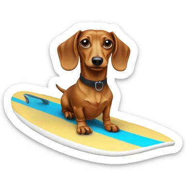 dachshund on a surf board  sticker