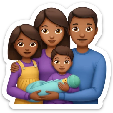 brown family with mom dad teenage daughter toddler son and baby sticker