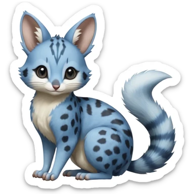 Blue-pointed, grey, soft natural realistic romantic vintage antique divine beautiful elegant pretty precious cute young youthful  Fakémon-Pokémon-alien-opossum-squirrel-feline-serval-caracal-chinchilla-Minccino-Cinccino-Meowstic-rodent-hybrid-creature with a big fluffy bushy tail (full body) sticker
