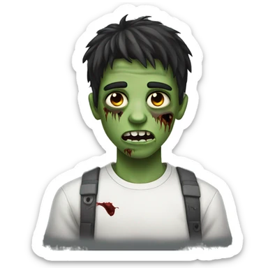 teen boy zombie with dark hair and white shirt sticker