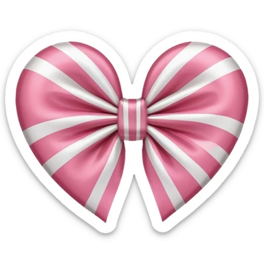 candy cane bow heart shape with light pink stripes and a satin bow sticker