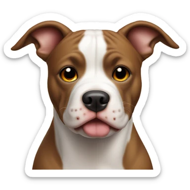 Pitt bull dog with white face and brown ears and nose  sticker