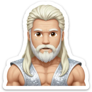 Jupiter, God of Thunder from Gods and Goddesses with long white hair and beard, white sequin outfit sticker