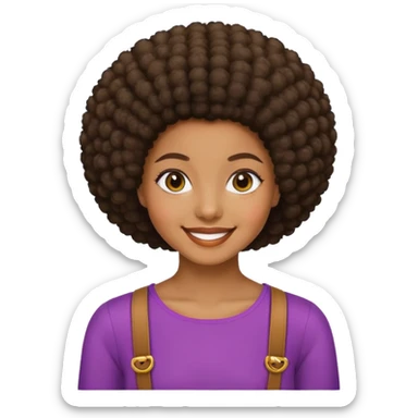 Girl showing excitement, medium-dark skin, afro hair sticker