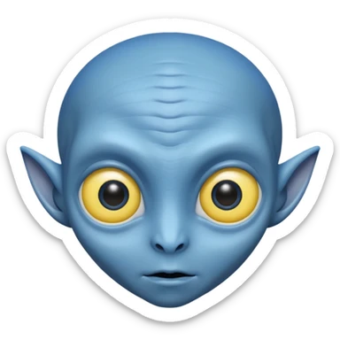 I want an alien with blue color and middle section of the forehead should be yellow sticker