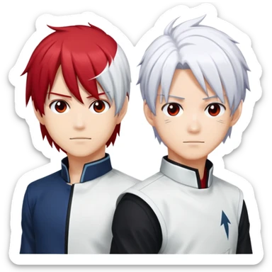 Just Shoto Todoroki's iconic split hairstyle without the face - left side red hair, right side white hair, from My Hero Academia sticker