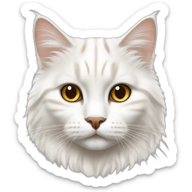 white Siberian cat with brown streaks on face sticker