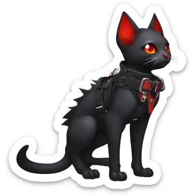 cool edgy black punk red ethereal fantasy nargacuga-bat-cat-Fakemon collar harness full body sticker