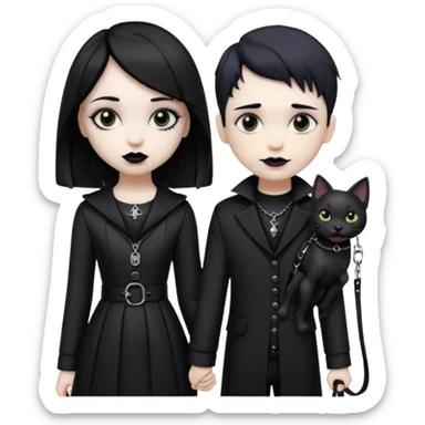 Fille Gothique qui tien un garçon en laisse sticker