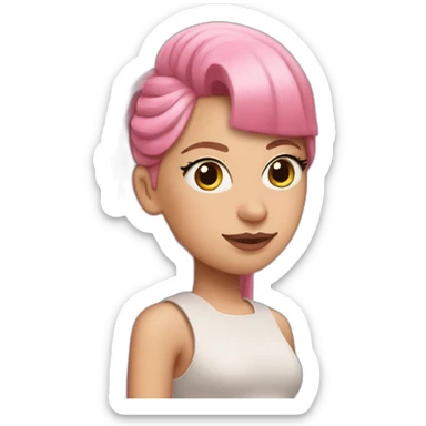 lady gaga with a large pink straight-haired ponytail sticker