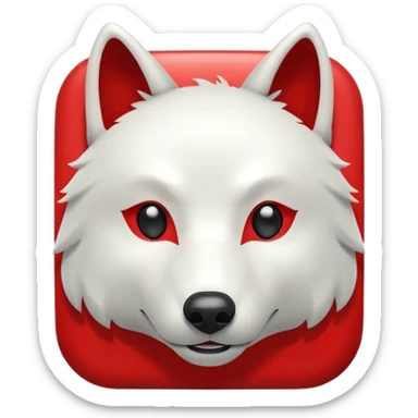 A bold white capital letter C with a small white wolf head icon above it, inside a red rounded square, emoji style, flat design, shiny light reflection, same style as 🅱️ emoji, transparent background. sticker