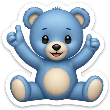Un petit nounours peluche bleu qui souris et qui tend un bras avec un pouce en l'air  sticker
