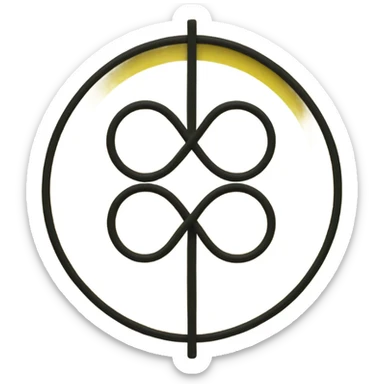 two overlapping circles in a rich yellow color (#FFD700). The circles should be identical in size and overlap by about 30-40% in the center, creating a vesica piscis shape. The design should be clean and minimal with a solid fill sticker