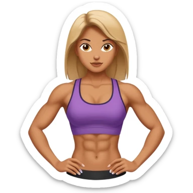 strong lean woman with visible strong abs sticker