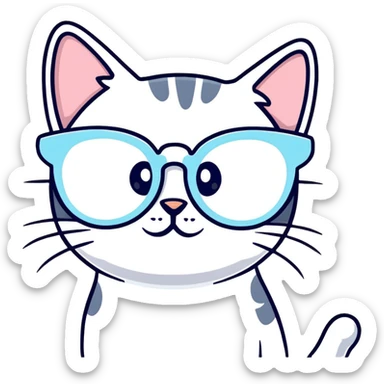 cat-eye pastel blue glasses with slight shimmer sticker