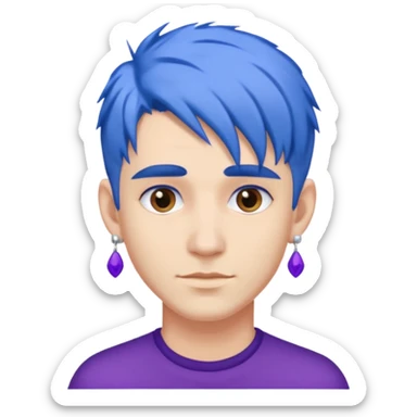blue haired man with purple earrings sticker