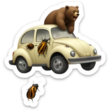 Bear hitting a beetle  sticker
