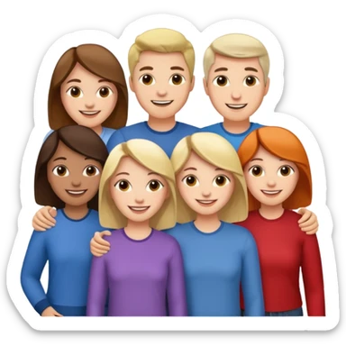 a bunch of friends emoji and they are chinese but wear normal clothes sticker