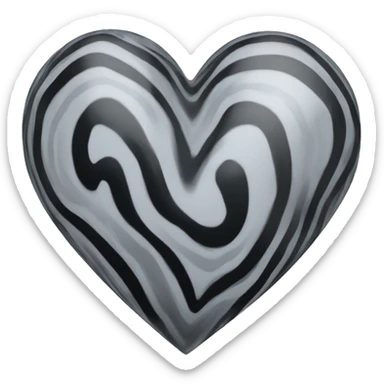 a grey and black swirled glass heart sticker