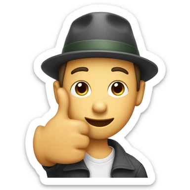  funny guy with short hair and wearing a hat making thumb up with both hands close to his face sticker