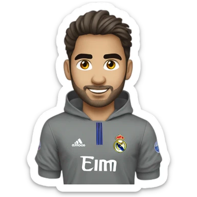 Bebe rubio con el pelo rapado y ojos grises real madrid  sticker