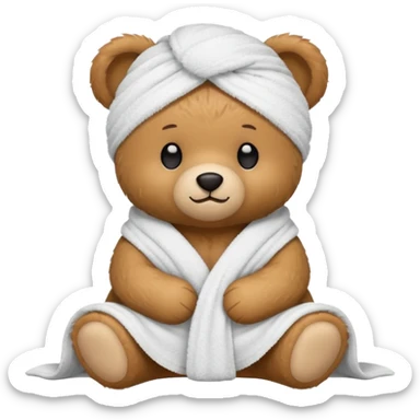 Teddy bear wrapped in a towel  sticker