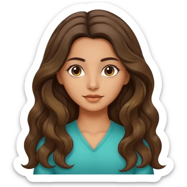 Morena com cabelo ondulado nas pontas  e de pele um pouco bronzeada cabelo grande raiz Lisa sticker