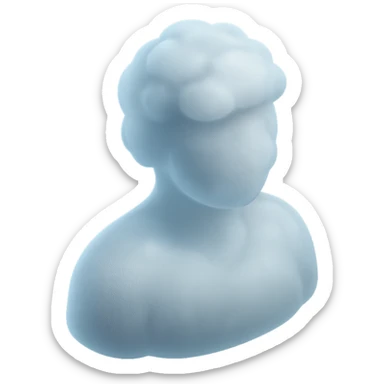 A person from the shoulders up, entirely composed of fluffy white convex clouds sticker