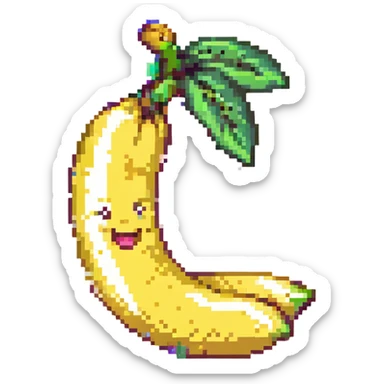 banana with a joyful face sticker