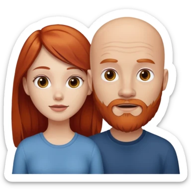 White bald man with red beard white girl with long brown hair  sticker